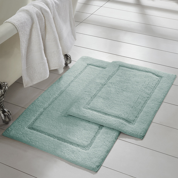 Modern Threads 2-Pack Solid Loop with non-slip backing Bath Mat Set Spa Blue 5CN2KBTE-SPA-ST